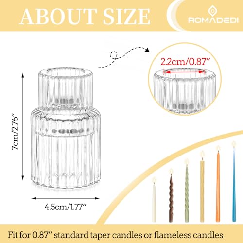 Romadedi Glass Candle Holder for Candlestick - 20 Pcs Clear Small Tapered Candle Holder Wedding Decor Table Centerpiece Bulk for Candle Sticks Christmas Party Living Room Dinner Advent by Romadedi - Image 4
