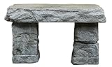 Memorial Garden Bench, Cast Stone Granite Rock Bench, Slate Finish 3 Piece, Patio Furniture, Concrete Bench, Hand Sculpted Rustice Garden Decor