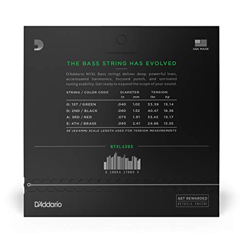 Encordoamento Para Baixo 4 Cordas Escala Longa .040-.095 D'Addario NYXL4095
