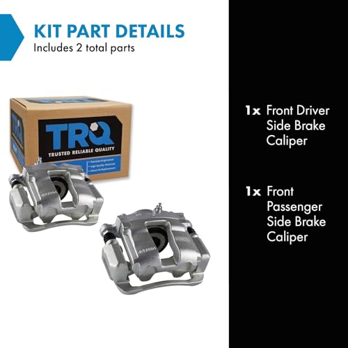 Image of TRQ Front Brake Caliper Set Zinc Coated Brackets Compatible with 2011-2014 Hyundai Sonata