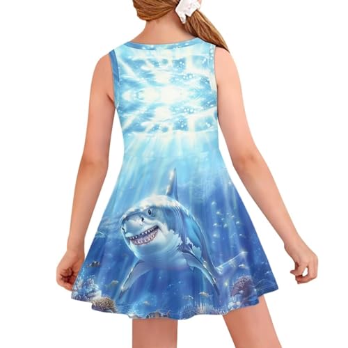 Girls Dresses Size 3-16 Kids Summer Sleeveless Midi Dress Beach Sundress Crewneck A Line Party2