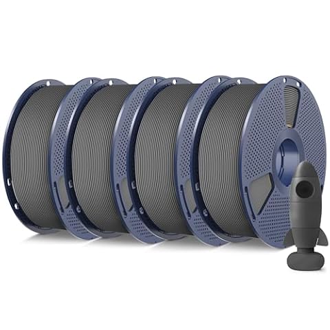 SUNLU PLA Matte 3D Printer Filament 4KG, PLA Filament Bundle 1.75mm, Neatly Wound Filament with Matte Finish, 1kg Spool (2.2lbs), 4 Packs, 4X Grey