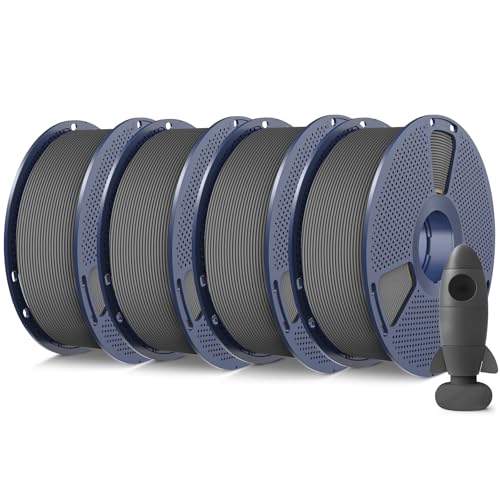 SUNLU PLA Matte 3D Printer Filament 4KG, PLA Filament Bundle 1.75mm, Neatly Wound Filament with Matte Finish, 1kg Spool (2.2lbs), 4 Packs, 4X Grey