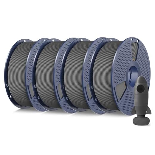 SUNLU 4KG 3D Printer Filament Bundle PLA Matte 1.75mm, Neatly Wound Filament with Matte Finish, Print with 99% FDM 3D Printers, 1kg Spool (2.2lbs), 4 Packs, Grey*4
