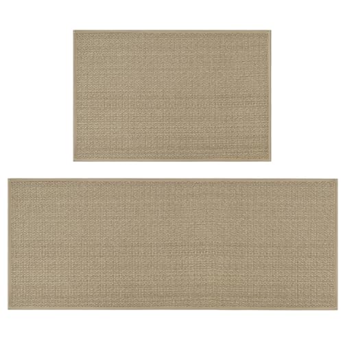 Artoid Mode Lin Absorption Maison Décor Tapis de Cuisine Lot de 2,60x90 and 60x150 cm Lavable Décoration Tapis de Cuisine pour Intérieur Extérieur