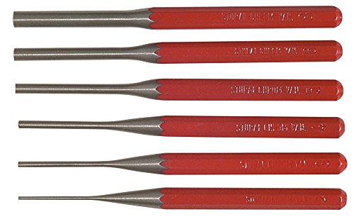 Chasse-Goupille Octogonal Stubai 116601 un set de 6 pièces robuste en acier argent rouge