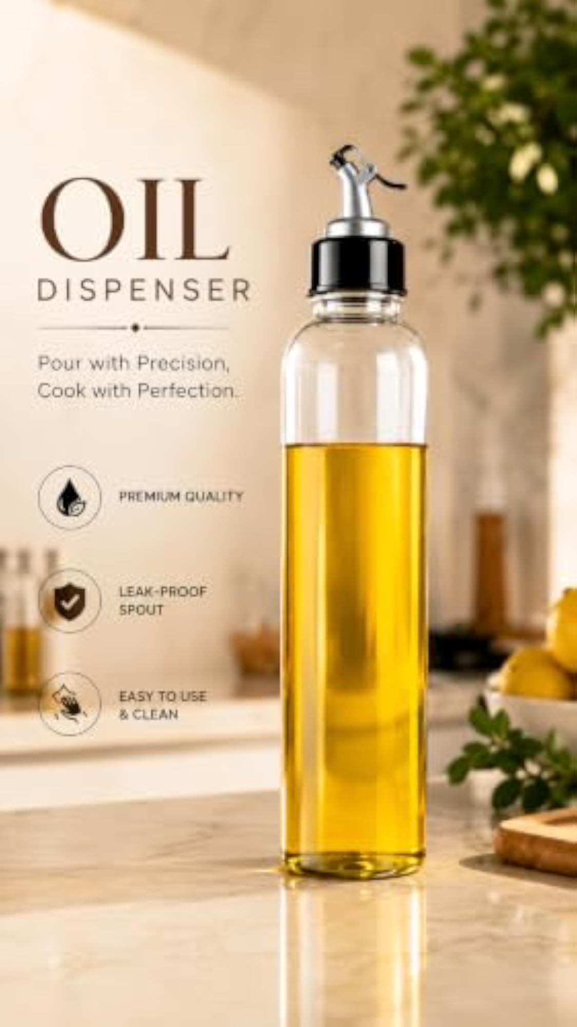 1000ml Plastic Oil Dispenser with Leakproof Pourer Spout