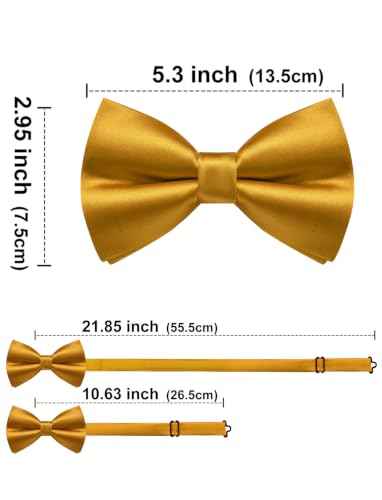Image of Solid Color Bow Ties for Men Silk Pre-tied Tuxedo Bowtie Set 4PCS | Pre-tied in 3 seconds,adjustable 4PCS bow tie and pocket square cufflinks lapel pin set,wedding,formal,party,prom,graduation