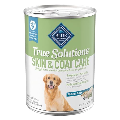 Blue Buffalo True Solutions Skin & Coat Care Wet Dog Food for Adult Dogs, Made with Natural Ingredients, Whitefish, 12.5-oz. Cans (12 Count) - image 1