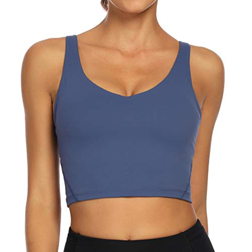 Image of Lemedy Women Sports Bra Longline Crop Tank Top Padded Workout Running Yoga