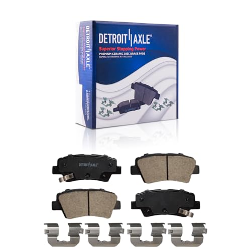 Image of Detroit Axle - Rear Brake Pads for Kia Sportage Cadenza Tucson Elantra GT Nexo, Ceramic Brake Pads with Hardware Assembly Replacement