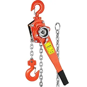 Happybuy 1-1/2 Ton Lift Lever Block Chain Hoist 5Feet Come Along Puller Lift Hoist (1-1/2 Ton 5ft)