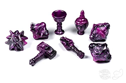 Dados Cleric PolyHero juego de dados poliedricos violetas para rol rpg