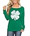 Women's Long Sleeve St. Patrick's Day Shirt Green Irish Sweatshirt Clover Shamrock L