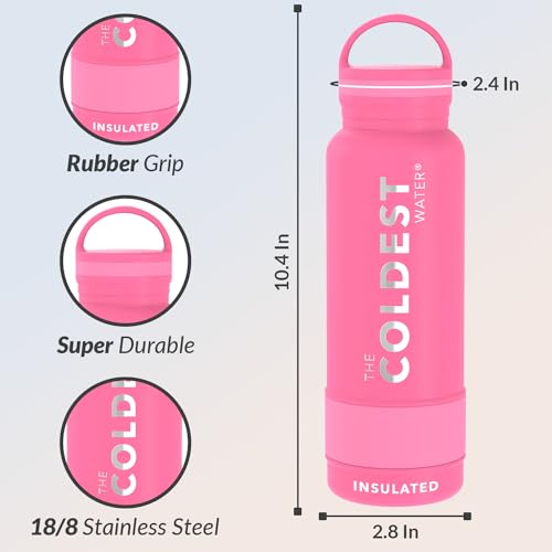 Image of The Coldest Water Bottle | 24+ Hours Hot and Cold| Leak Proof | FDA Approved | Dual Walled | Insulated Water Bottle Stainless Steel with Loop Lid Perfect for Office, Travel, Gym (Flamingo Pink 21OZ)