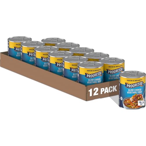 Image of Progresso Rich & Hearty Soup, Slow Cooked Beef and Vegetable, 19-Ounce Cans (Pack of 12)