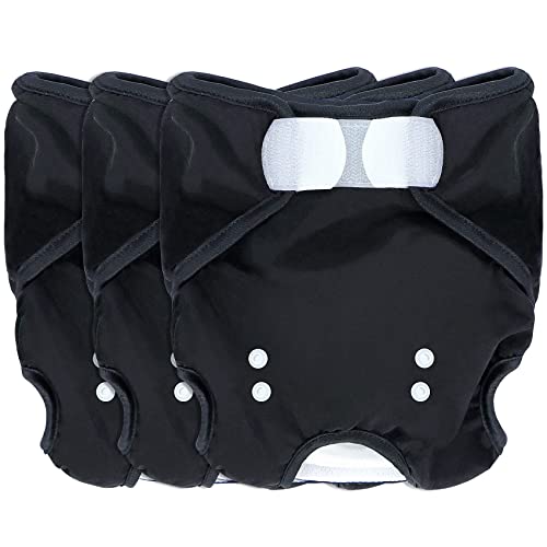 HORYDIA Couches Chien Lavable (Lot de 3) Culotte chiennes chaleurs Couche pour Chien Femelle Couches réutilisables pour Chien Culotte pour Chien Femelle très absorbantes (Noir, XL)