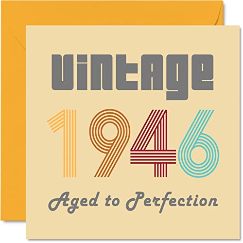 Tarjetas cumpleaños 76 hombres mujeres, vintage 1946 envejecido a perfección, 76 tarjetas cumpleaños divertidas ella, 145 mm x 145 mm, tarjetas felicitación cumpleaños mamá, papá, abuelo, niñera