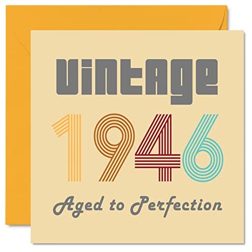 Tarjetas cumpleaños 76 hombres mujeres, vintage 1946 envejecido a perfección, 76 tarjetas cumpleaños divertidas ella, 145 mm x 145 mm, tarjetas felicitación cumpleaños mamá, papá, abuelo, niñera