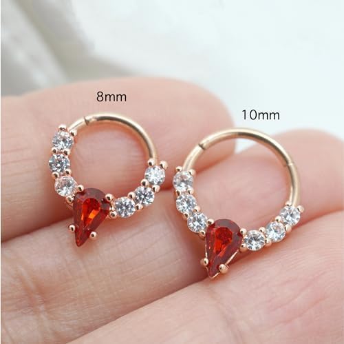 16G Gemstone Septum Ring Jewelry for Septum Piercing Surgical Steel, CZ Daith Earring Jewelry for Daith Piercing - Image 2
