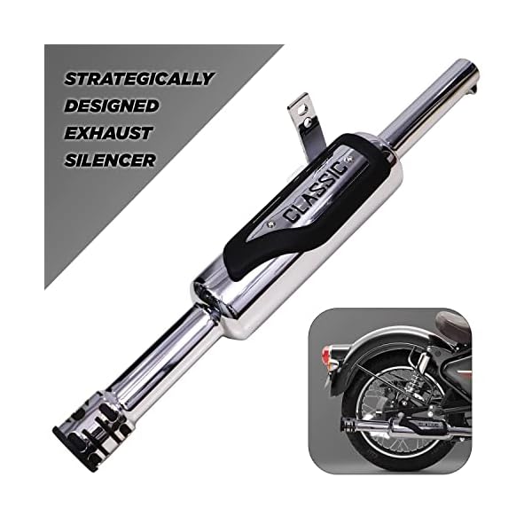 AllExtreme EX129 Indori Model Exhaust Silencer Compatible for BS3 and BS4 Model Royal Enfield Bullet 350cc and 500cc (Chrome)
