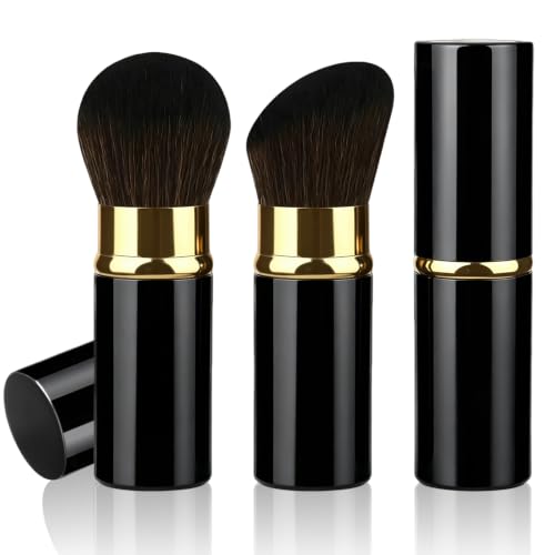 Retractable Kabuki Makeup Brush, Travel Powder Face Makeup Brush Set 2 Pack