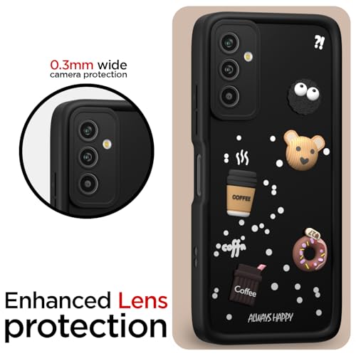 Image of Amazon Basic Back Cover for Samsung Galaxy M13 4G | Cute Fun Cartoon 3D Bear Silicone Full Body Protection Bumper Cover (Black)
