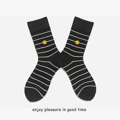 Image of Women's stockings 3 pieces | Smiling face combed cotton | Slip-proof cuffs | Spring and Summer white socks