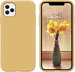 iPhone 11 Pro Max Case DOMAVER Liquid Silicone Slim Lightweight Smooth Soft Gel Rubber Microfiber Lining Cushion Texture Cover Shockproof Protective Phone Cases for iPhone 11 Pro Max 6.5", Brown/Khaki