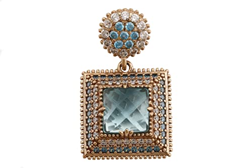 Turkish Handmade Jewelry Square Shape Princess Cut London Blue and