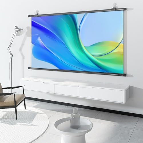 Pantalla de proyección portátil de 60/72 pulgadas HD 4K, enrollable manual 16:9/4:3 para cine en casa y presentaciones miniatura 2