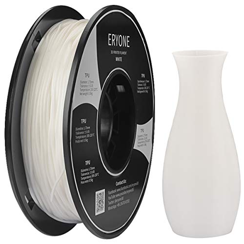 Filament TPU 1.75mm, Eryone TPU Filament 1.75mm, 3D Drucken Filament TPU for 3D Drucker, 0.5kg 1 Spool, Wei?