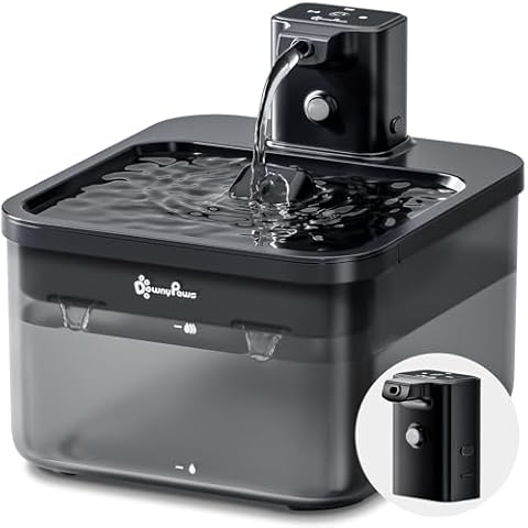 DownyPaws Wireless Water Fountain Battery Operated for Cats with 2 pcs Battery Compartment Replacement Black Cover