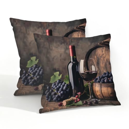 Mexpekil Set of 2 Cushion Covers 50x50 Grapes Red Wine Glass