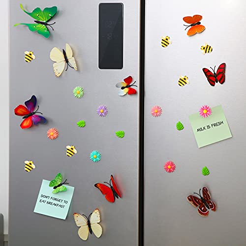 50 Pieces Refrigerator Magnets 3D Butterfly Fridge Magnets Daisy Flower Fridge Stickers Green Leaf Refrigerator Stickers Decorative Bee Magnets Colorful Magnetic Decors For Refrigerator Cabinet Decors #TOP3