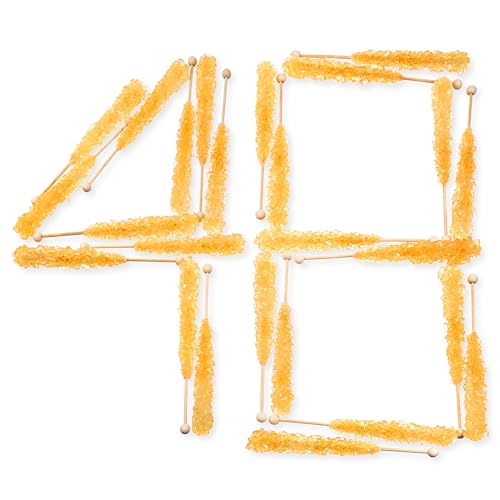 Extra Large Rock Candy Sticks: 48 Original Lollipops - Gold Rock Candy Sticks - Individually Wrapped - Espeez Rock Candy for Candy Buffet, Birthdays, Weddings, Anniversariesand Baby Shower