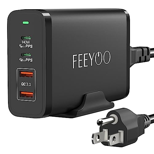 245W USB C Charger, FEEYOO Laptop GaN Power Adapter 4 Ports Desktop Charging Station PD 3.1 140W Charger Block Fast Charging Compatible with MacBook Pro, iPad Pro,Dell XPS,iPhone14 13,Galaxy etc.