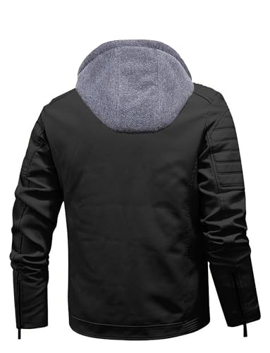 Image of Blaq Ash Men's Faux Leather Hooded Motorcycle Jacket