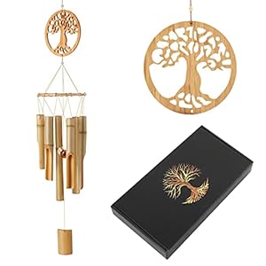 Wind Chimes Bamboo, Tree of Life Outdoor & Indoor Wooden Wind Chime with Natural Relaxing Soothing Sound – 90cm Wind Chimes Great for Garden, Yard, Patio and Home Décor