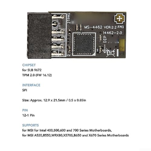 TPM-modul med SLB 9672 för MSI-system 10/11 - Krypteringsstöd