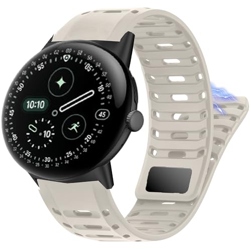 Lamshaw Compatible with Pixel Watch 4 45mm bands, New Sport Breathable Silicone Replacement Strap Watchband Compatible with Pixel Watch 4, 3 45mm, 3XL Smartwatch (Starlight, for pixel 45mm) by Lamshaw - Used condition - US$17.58