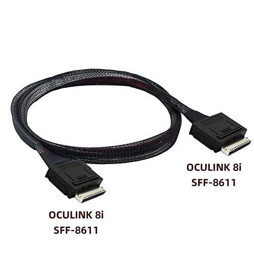 cablecc 50 cm OCuLink PCIe PCI-Express SFF-8611 8X 8-Lane to OCuLink SFF-8611 8X SSD Data Active Cable