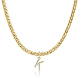 GOGOEY Dainty Initial Necklaces for Women, 18K Gold Filled Vintage Choker Necklaces Simple Cubic Zircon Letter Pendant Initial Choker Necklace Gift for Women Necklace Jewelry (K)