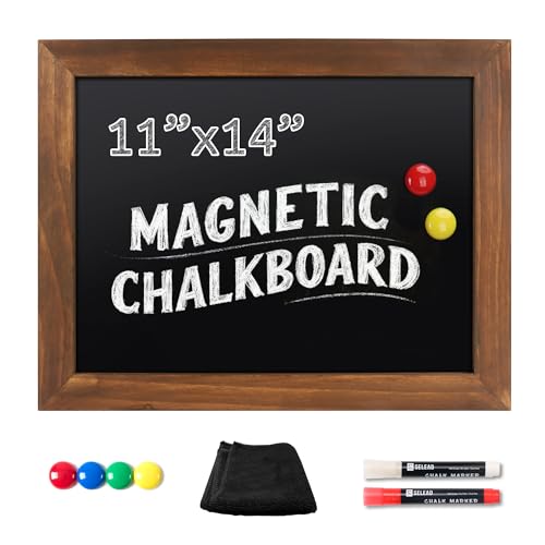 SELEAD 100% Real Wood Frame Magnetic Chalkboard - 11" x