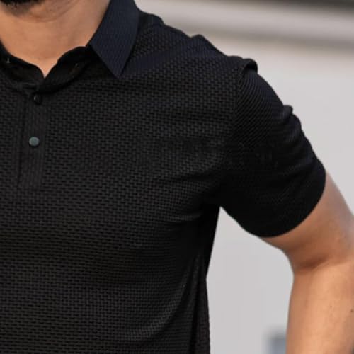 Camisetas Polo Breeze para Hombre, Manga Corta, Cuello de Botones, Texturizada, Elástica, Secado Rápido, para Golf y Uso Casual, Frescas miniatura 4