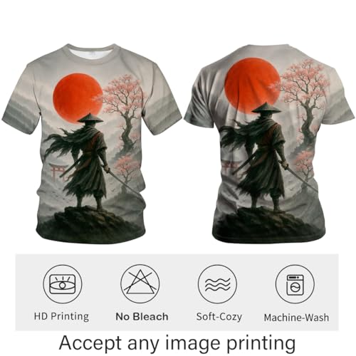 Blissboy Funny Japanese Samurai T-Shirt Novelty Short Sleeve Crewneck Shirt