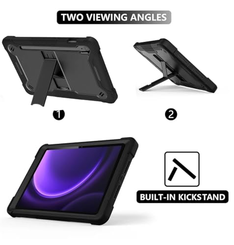 Image of WHITBULL Dual Layer Heavy Duty Shockproof Cases Covers with Built-in Stand Compatible with Samsung Galaxy Tab S9 (11 inch) / Tab S9 FE /Tab S10 Lite /Tab S10 FE 10.9 inch (Black)