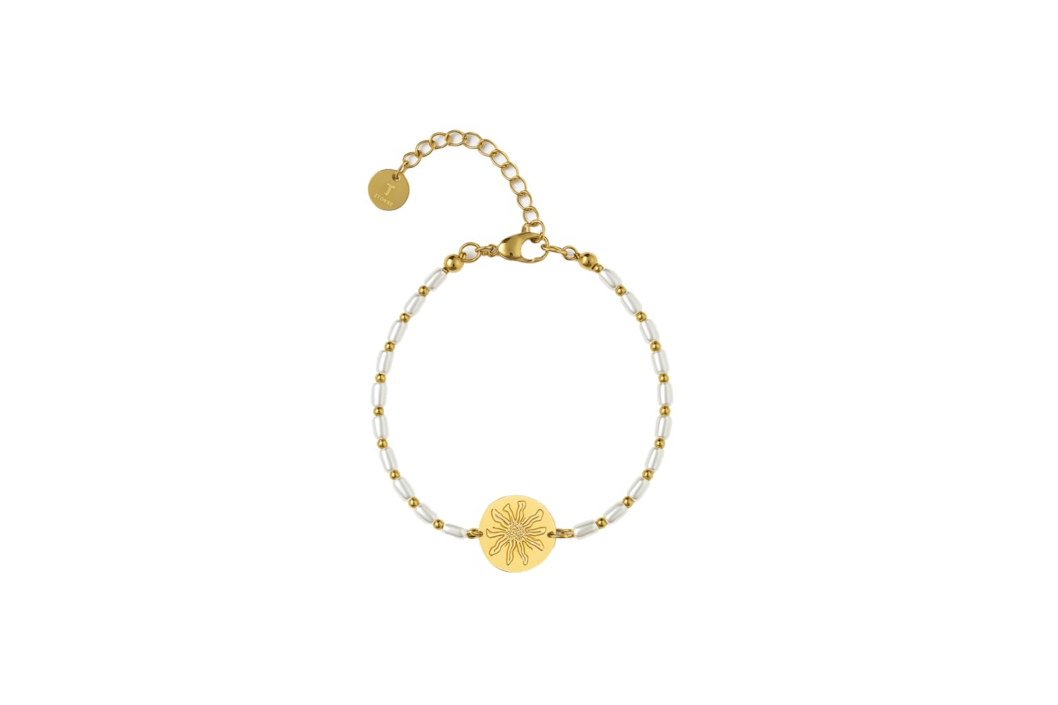 Bracelet perles acier plaqué or 18k PVD maille robuste résistant à l'eau - 7