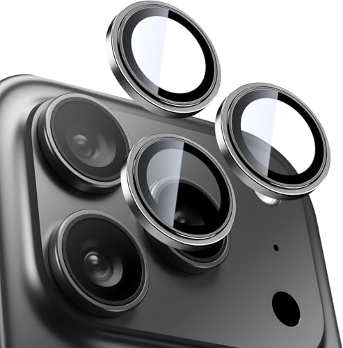 Image of Camera Lens Protector Compatible with iPhone 17 Pro / 17 Pro Max - 9H Tempered Glass Lens Guard, HD Clear, Anti-Scratch, Anti-Drop Camera Protection Ring, Aluminum Alloy, Black