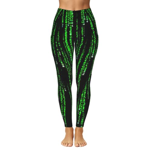 Pantalones de yoga para mujer holgados elásticos transpirables con estampado verde casual 2
